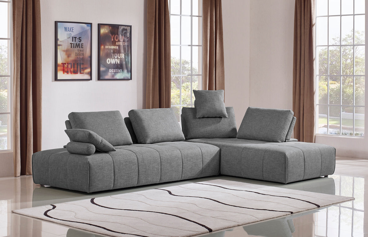 Divani Casa Edgar - Modern Grey Fabric Modular Sectional Sofa – Additional View