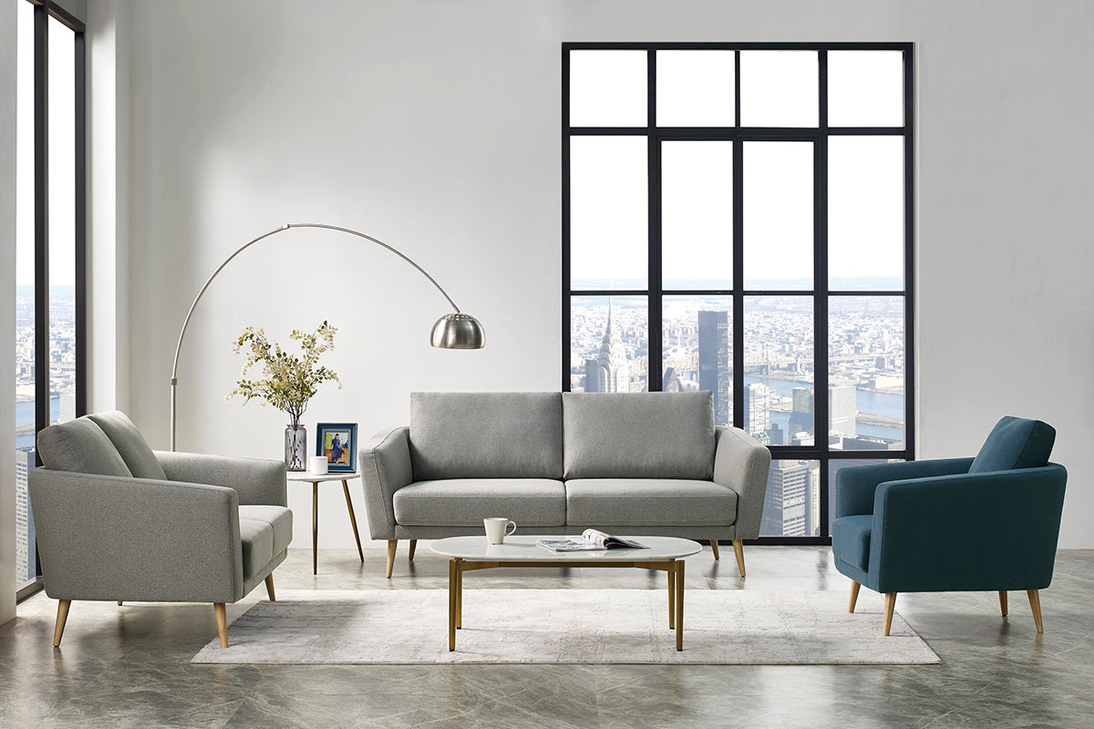 Benham Modern Grey Fabric Sofa