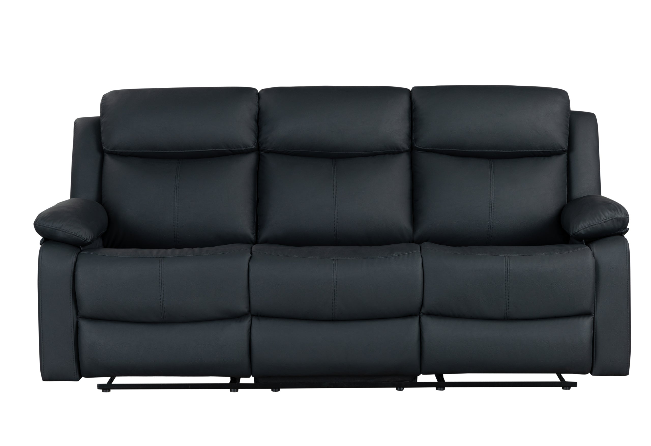 U6026 BLACK PU 72A RECLINING SOFA WITH LED