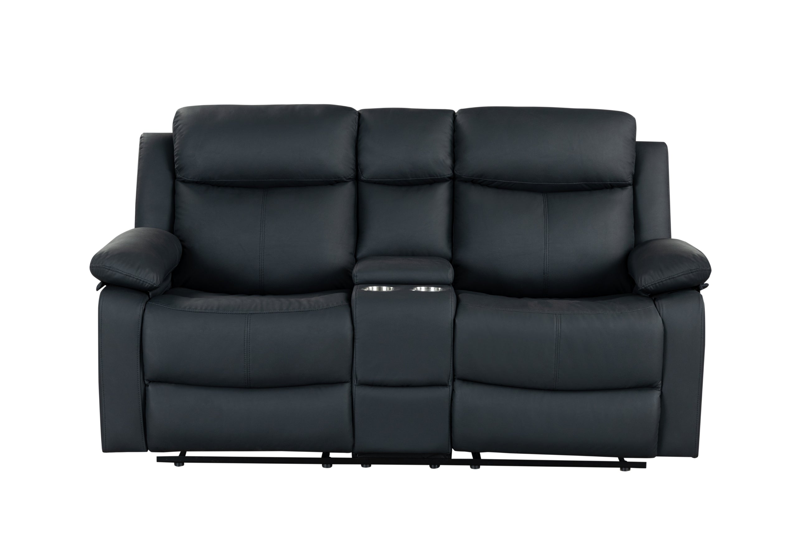 U6026 BLACK PU 72A CONSOLE RECLINING LOVESEAT WITH LED