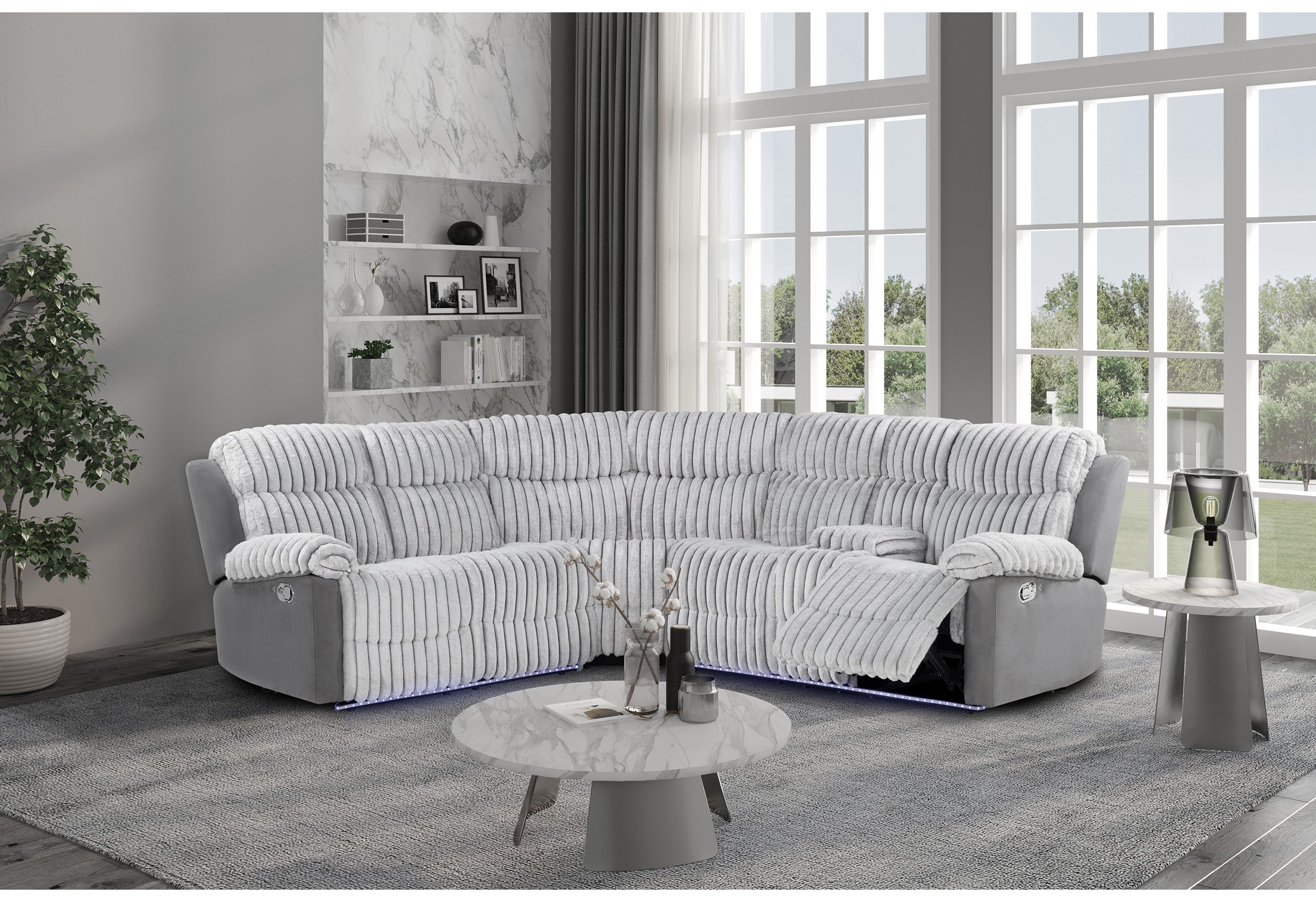 U6028 GREY SECTIONAL WITH LED