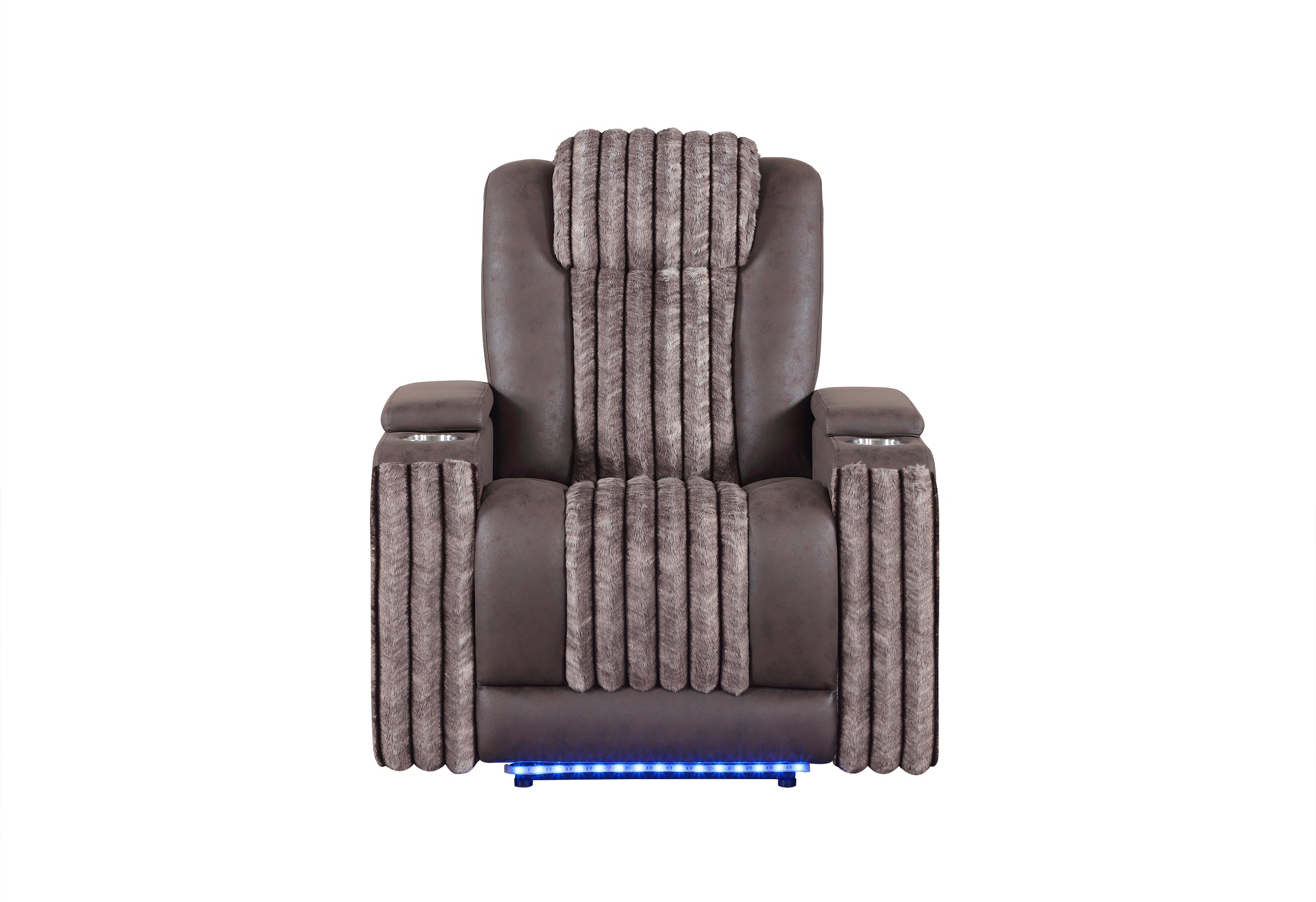 U8000 BROWN POWER RECLINER W/ POWER HEADREST & LED LIGHT