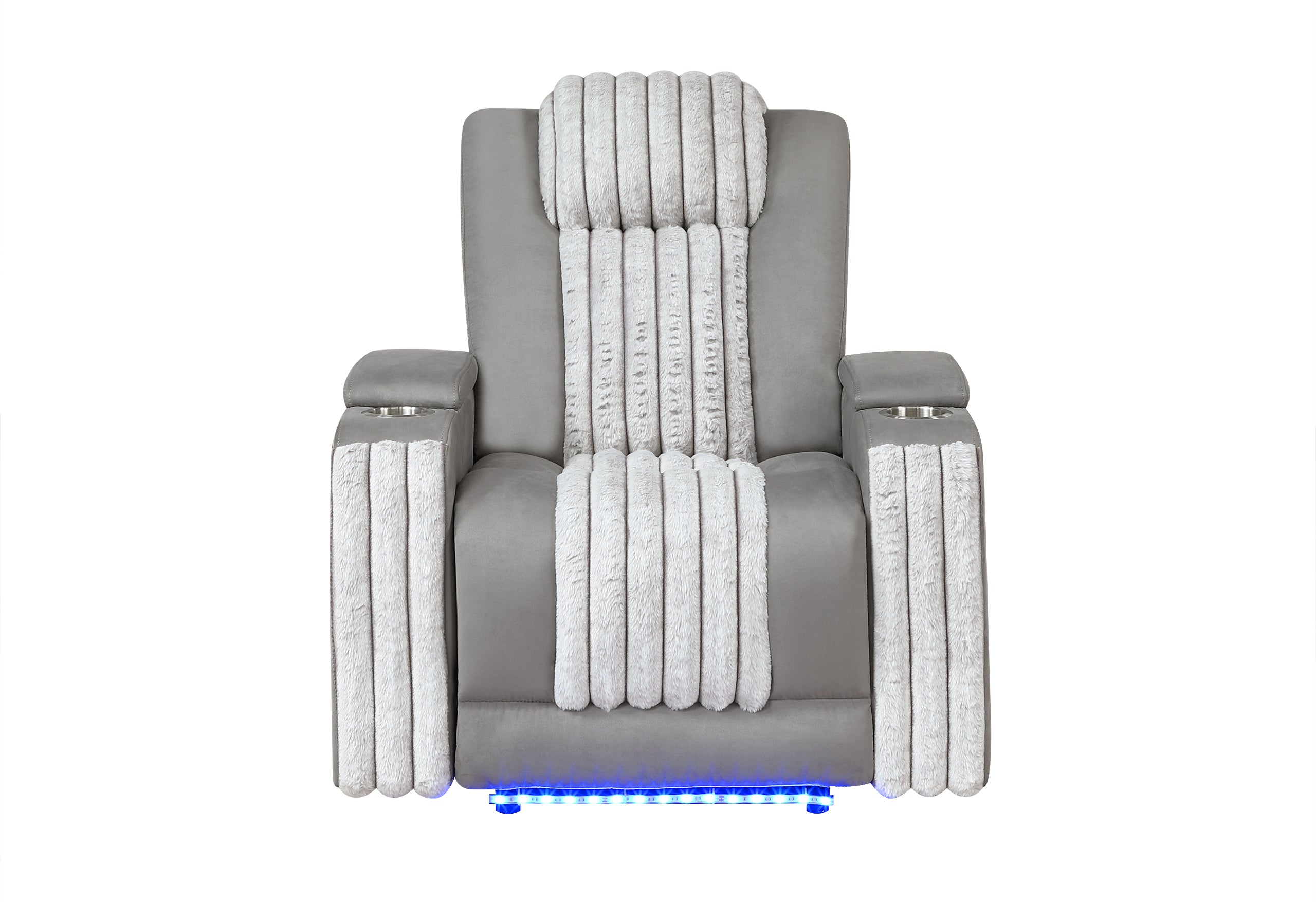 U8000 GREY POWER RECLINER W/ POWER HEADREST & LED LIGHT