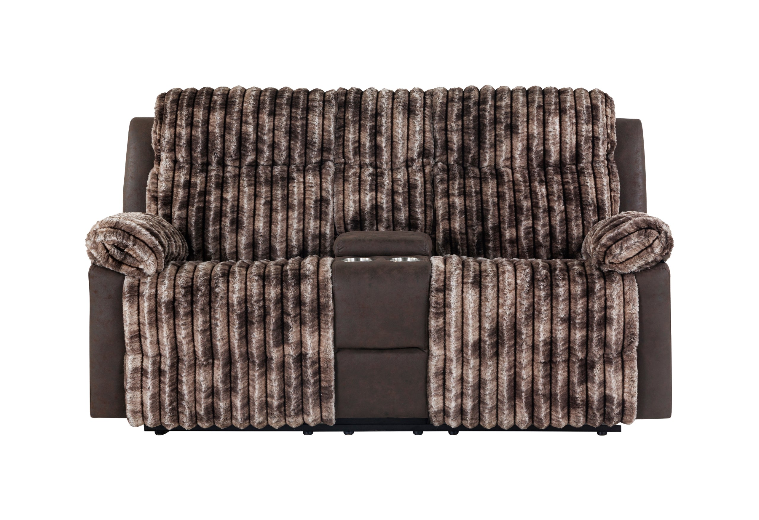 U6028 BROWN CONSOLE RECLINING LOVESEAT
