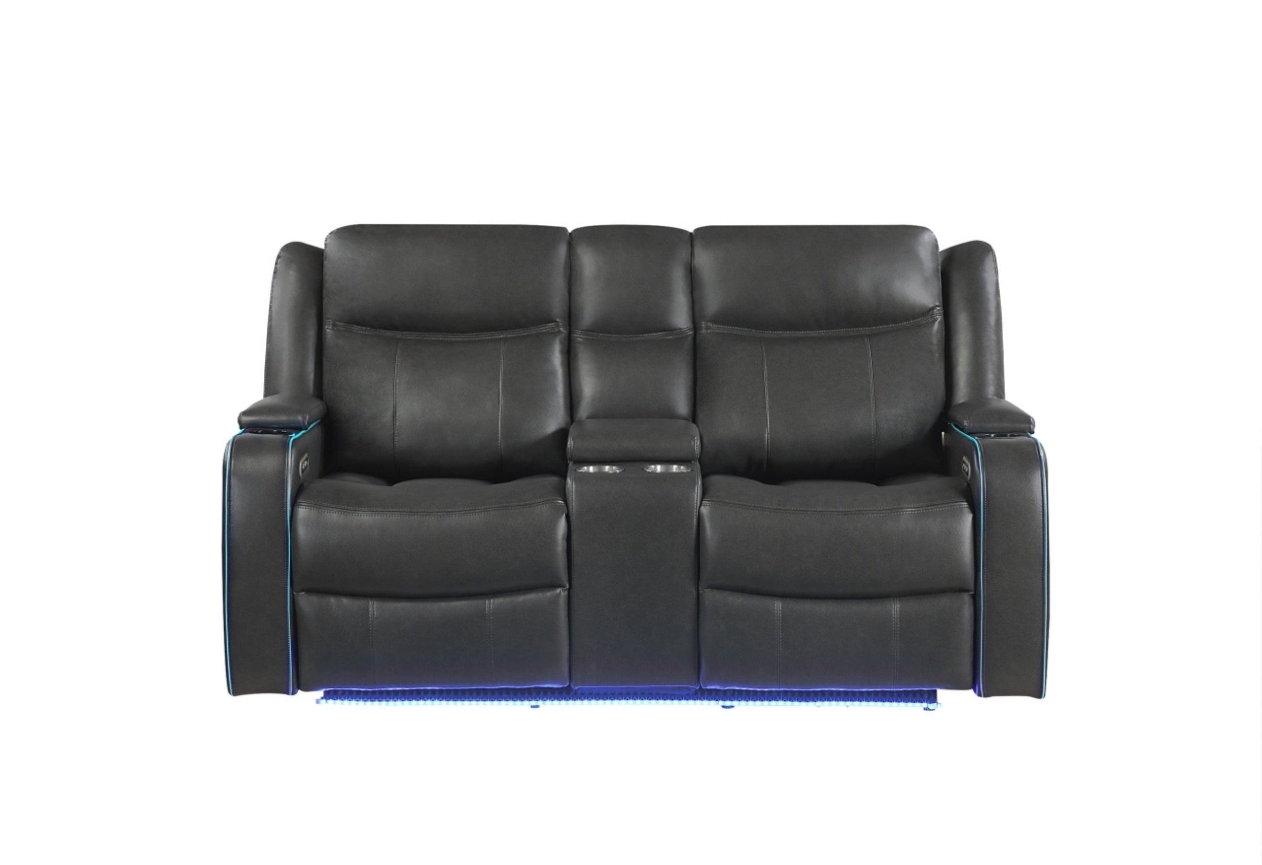 UM2768 BLANCHE CHARCOAL POWER CONSOLE RECLINING LOVESEAT WITH PWR HEADREST AND LED