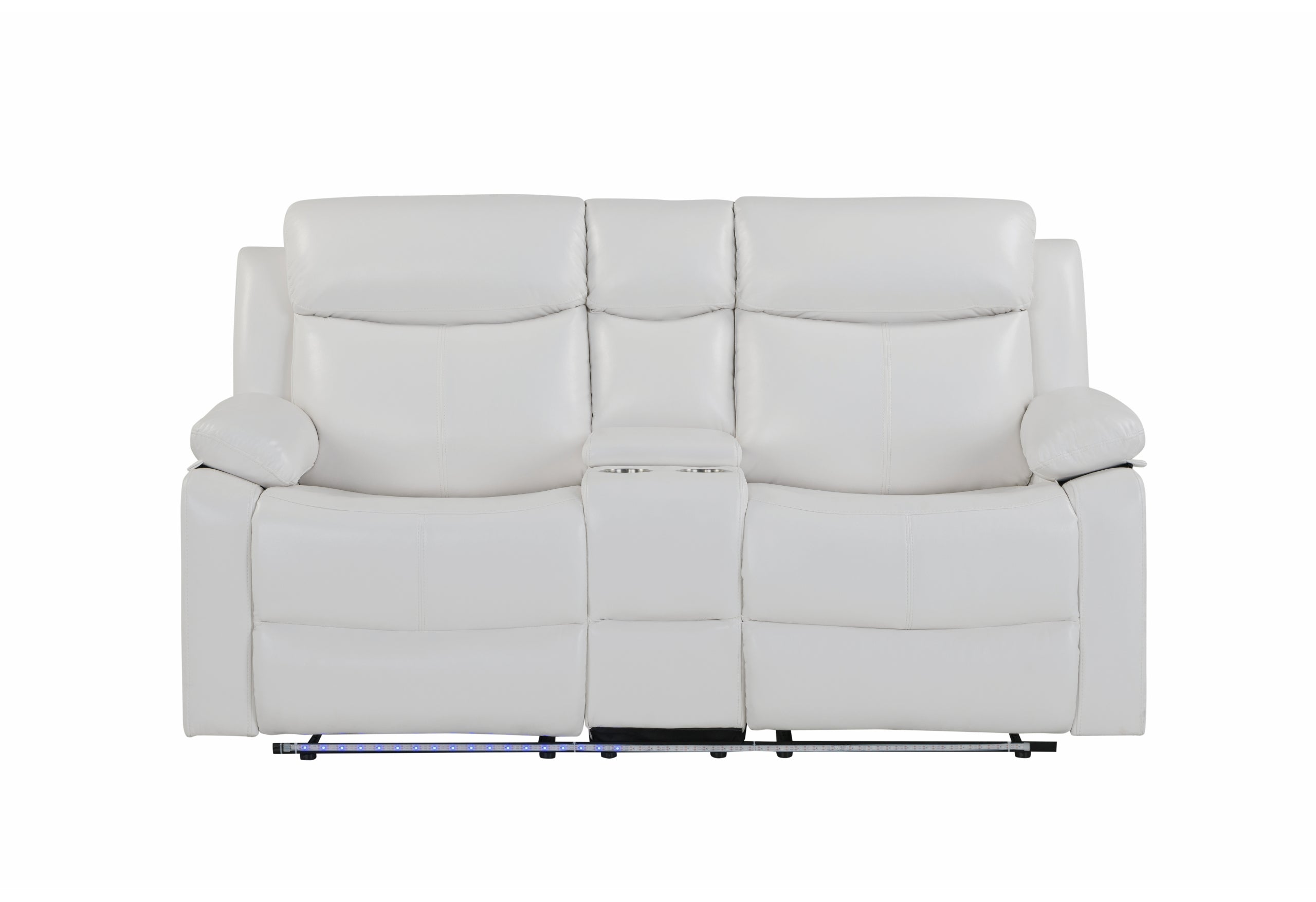 U6026 BLANCHE WHITE CONSOLE RECLINING LOVESEAT WITH LED