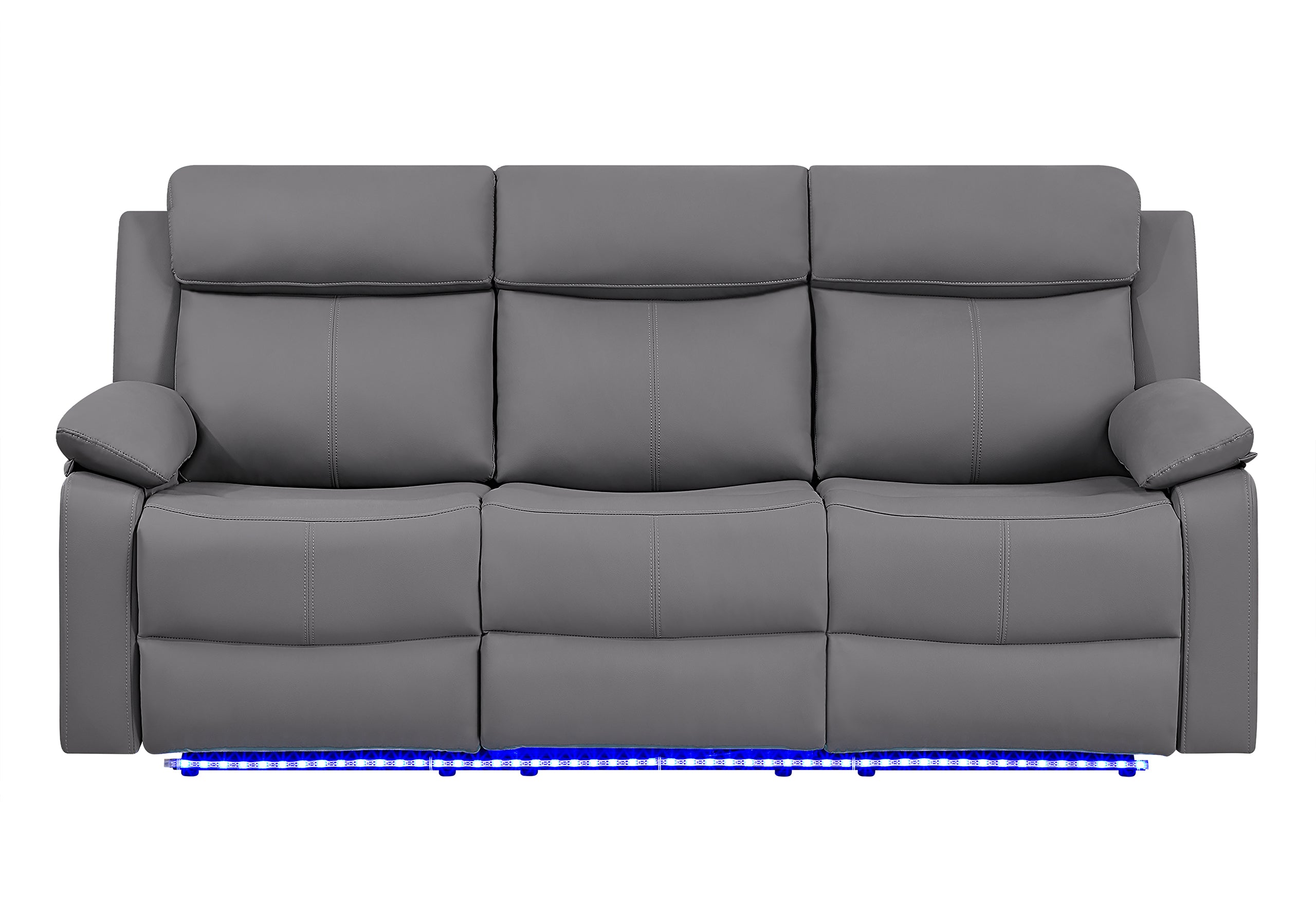 U6026 GREY PU 46A RECLINING SOFA WITH LED