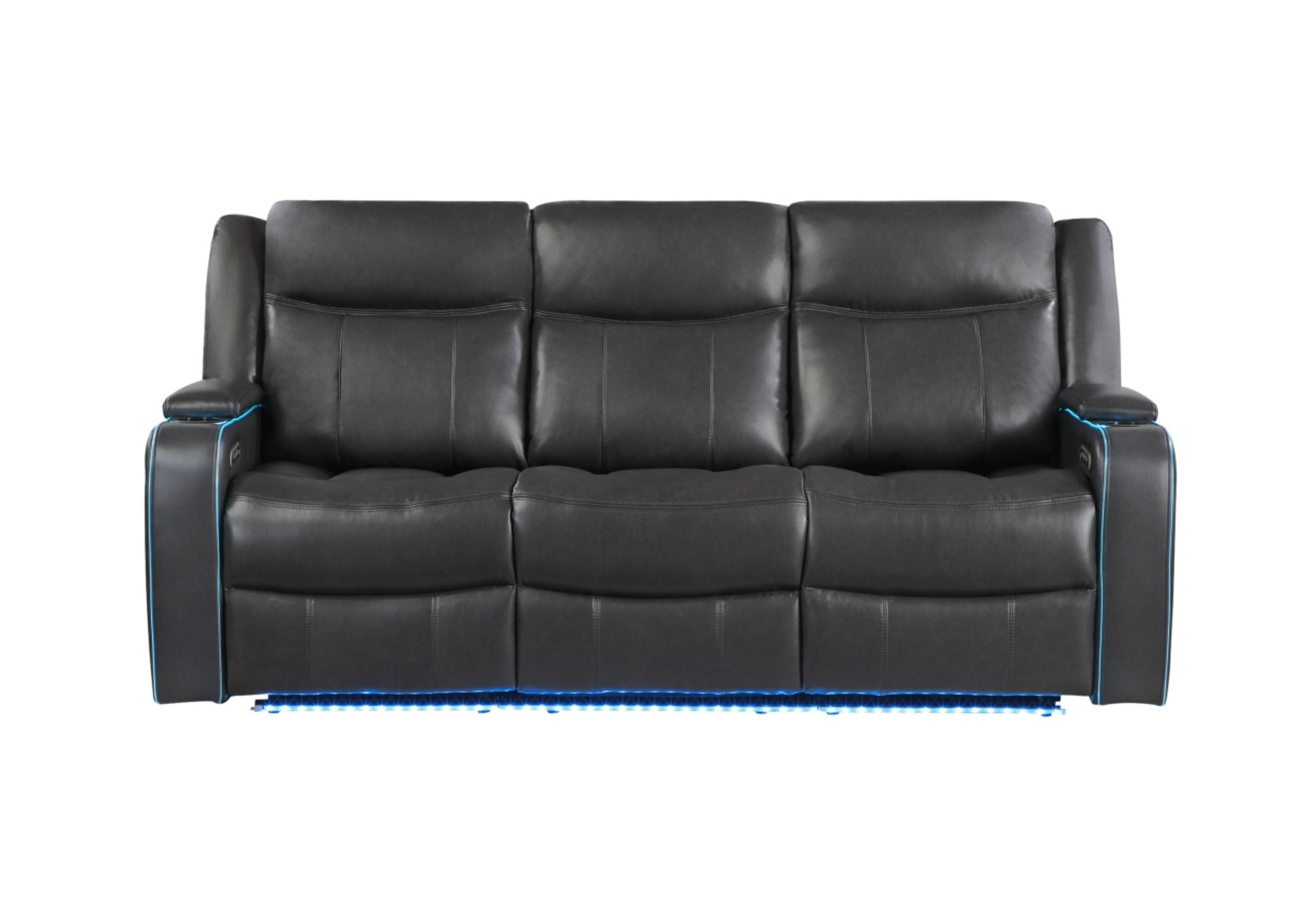 UM2768 BLANCHE CHARCOAL POWER RECLINING SOFA WITH PWR HEADREST AND LED