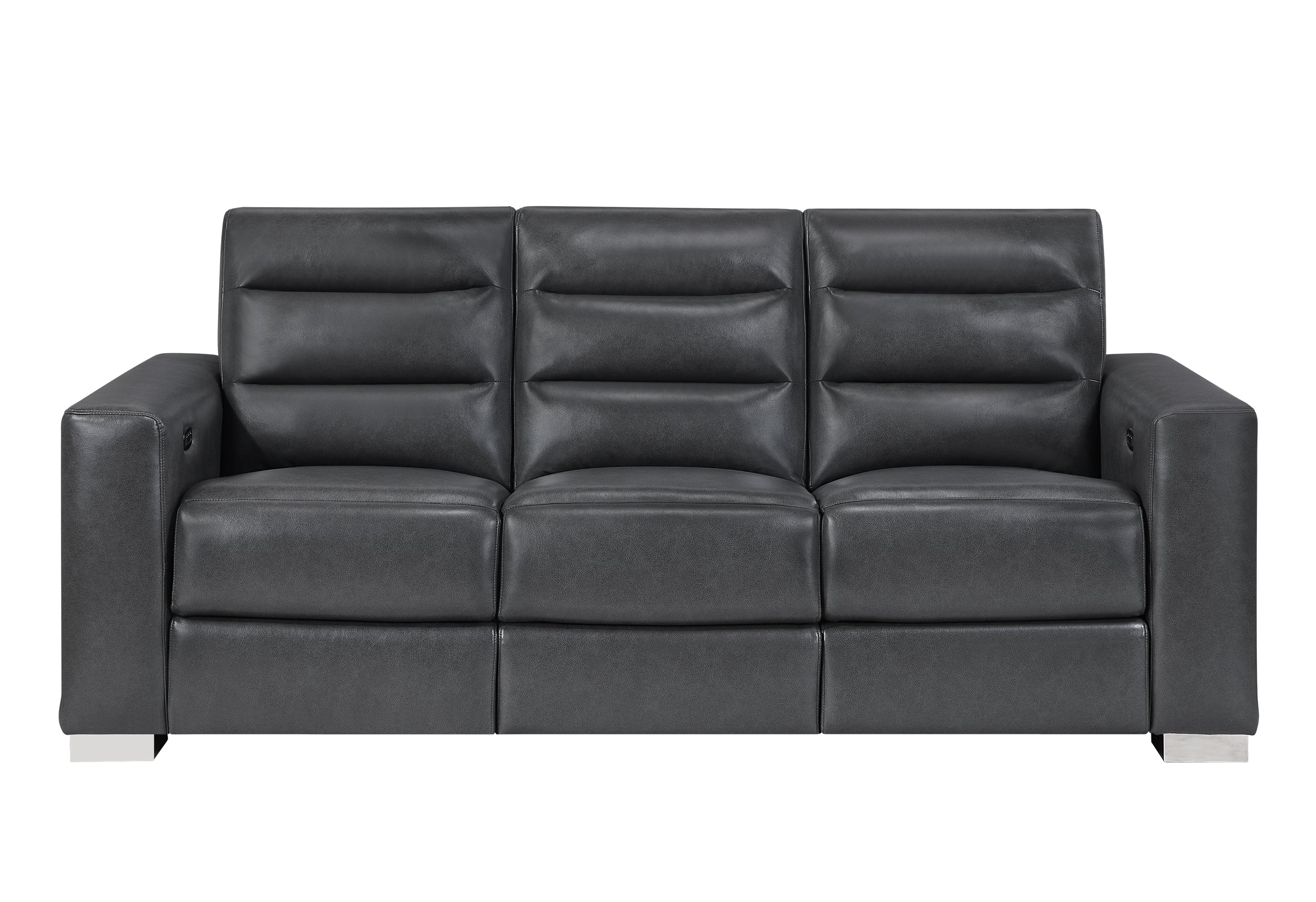 YLIME BLANCHE CHARCOAL POWER RECLINING SOFA WITH BOOKCASE LED