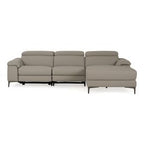 Meidas - Modern Light Grey Leather Sectional Sofa + 2 Recliners - Right Facing Chaise