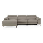 Meidas - Modern Light Grey Leather Sectional Sofa + 2 Recliners - Left Facing Chaise