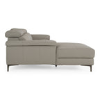 Meidas - Modern Light Grey Leather Sectional Sofa + 2 Recliners - Left Facing Chaise