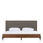 Metcalf - Mid-Century Walnut & Grey Bed - Mid - Century Walnut & Grey Bed
