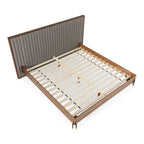 Metcalf - Mid-Century Walnut & Grey Bed - Mid - Century Walnut & Grey Bed