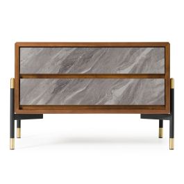 Metcalf - Mid-Century Walnut & Grey Nightstand