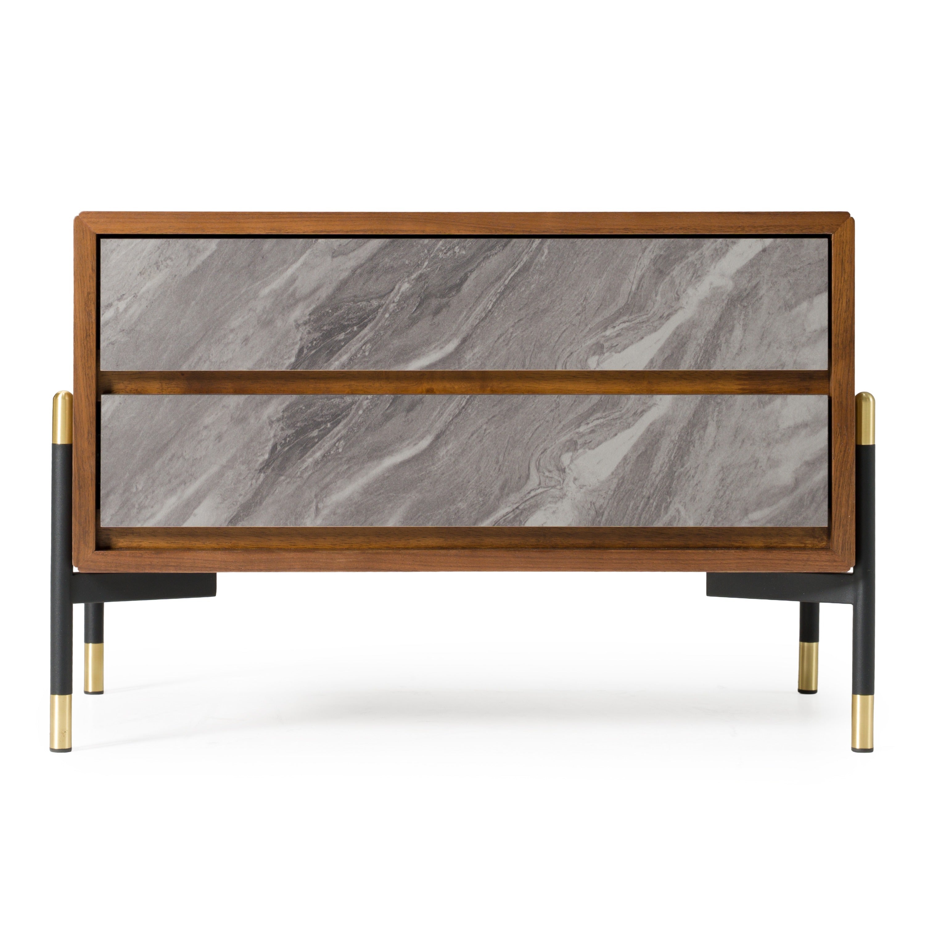 Metcalf - Mid-Century Walnut & Grey Nightstand