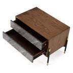 Metcalf - Mid-Century Walnut & Grey Nightstand