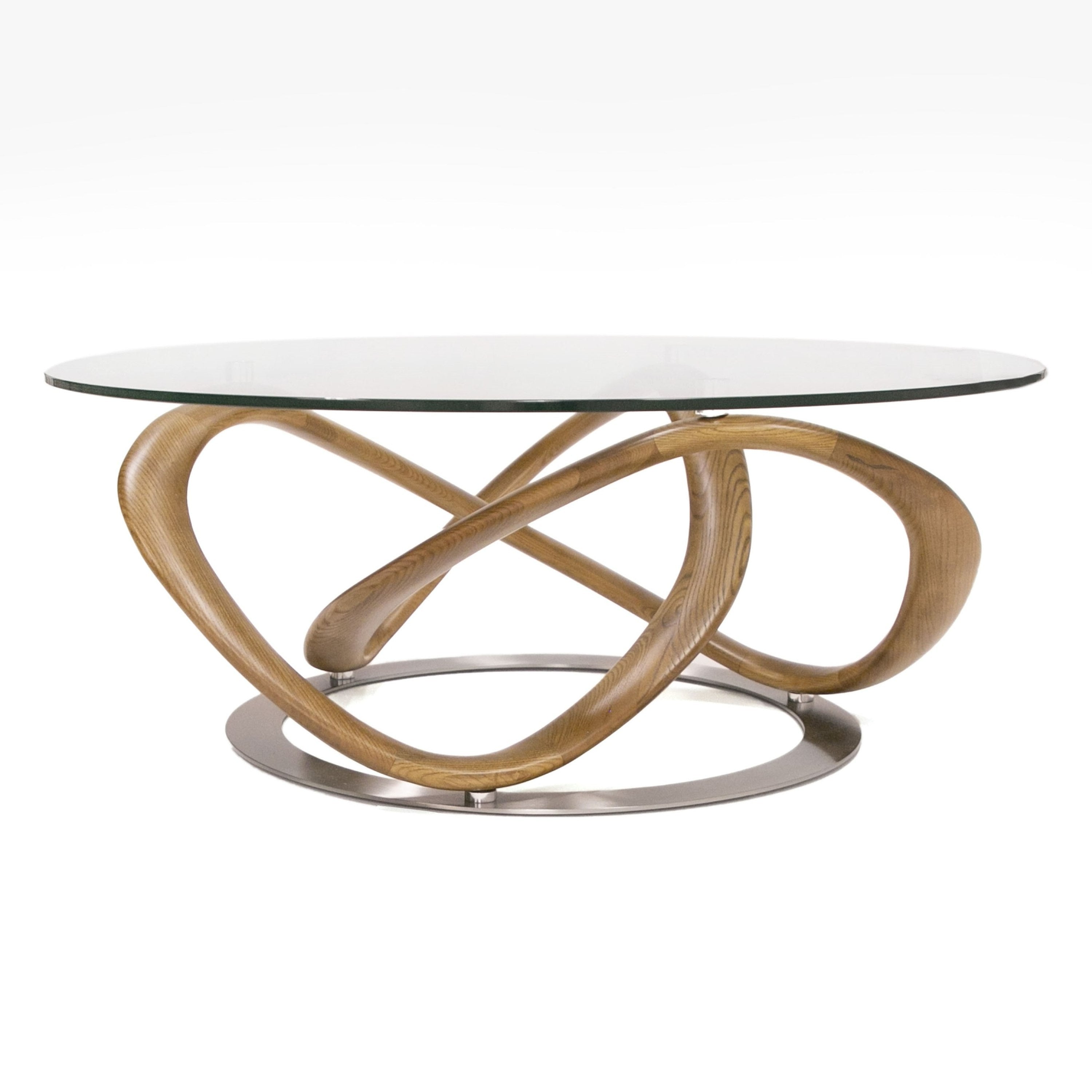 Michele - Modern Glass + Walnut Coffee Table