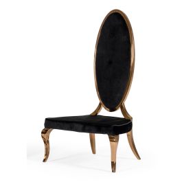 Mills - Modern Black Velvet Rosegold Dining Chair Set of 2