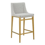 Mimi - Modern Light Grey Fabric + Antique Brass Counter Stool (Set of 2)