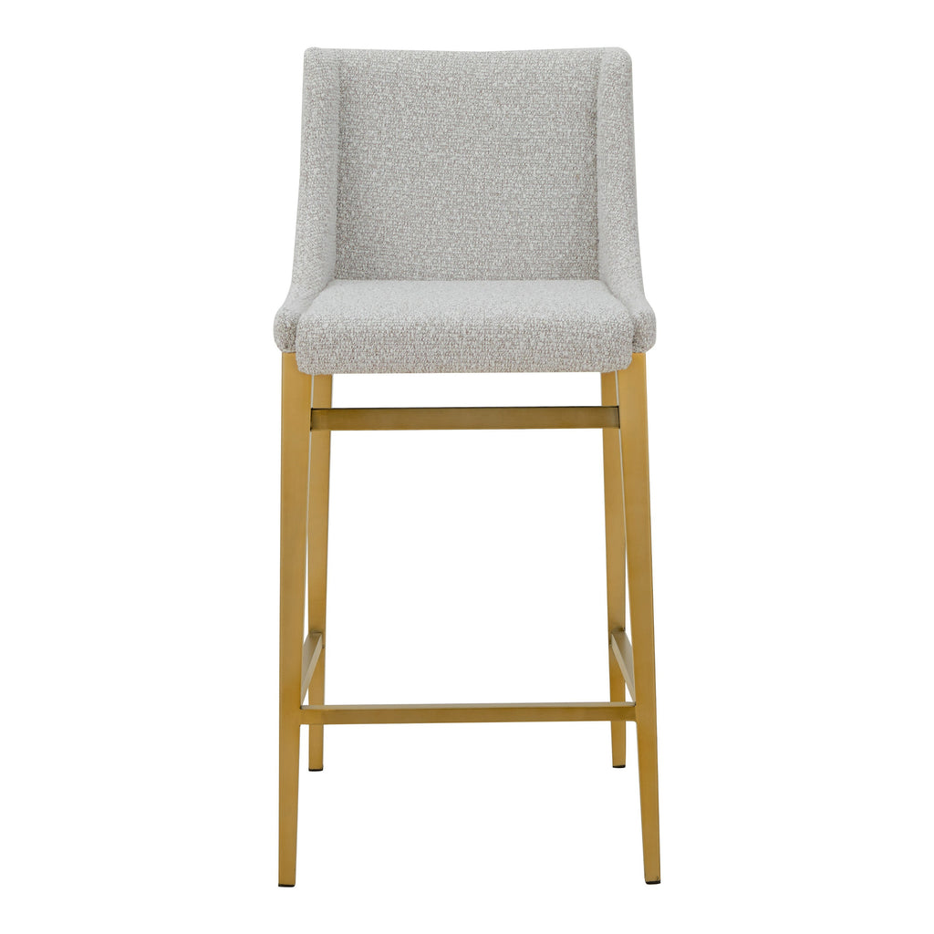 Mimi - Modern Light Grey Fabric + Antique Brass Counter Stool (Set of 2)