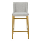 Mimi - Modern Light Grey Fabric + Antique Brass Counter Stool (Set of 2)