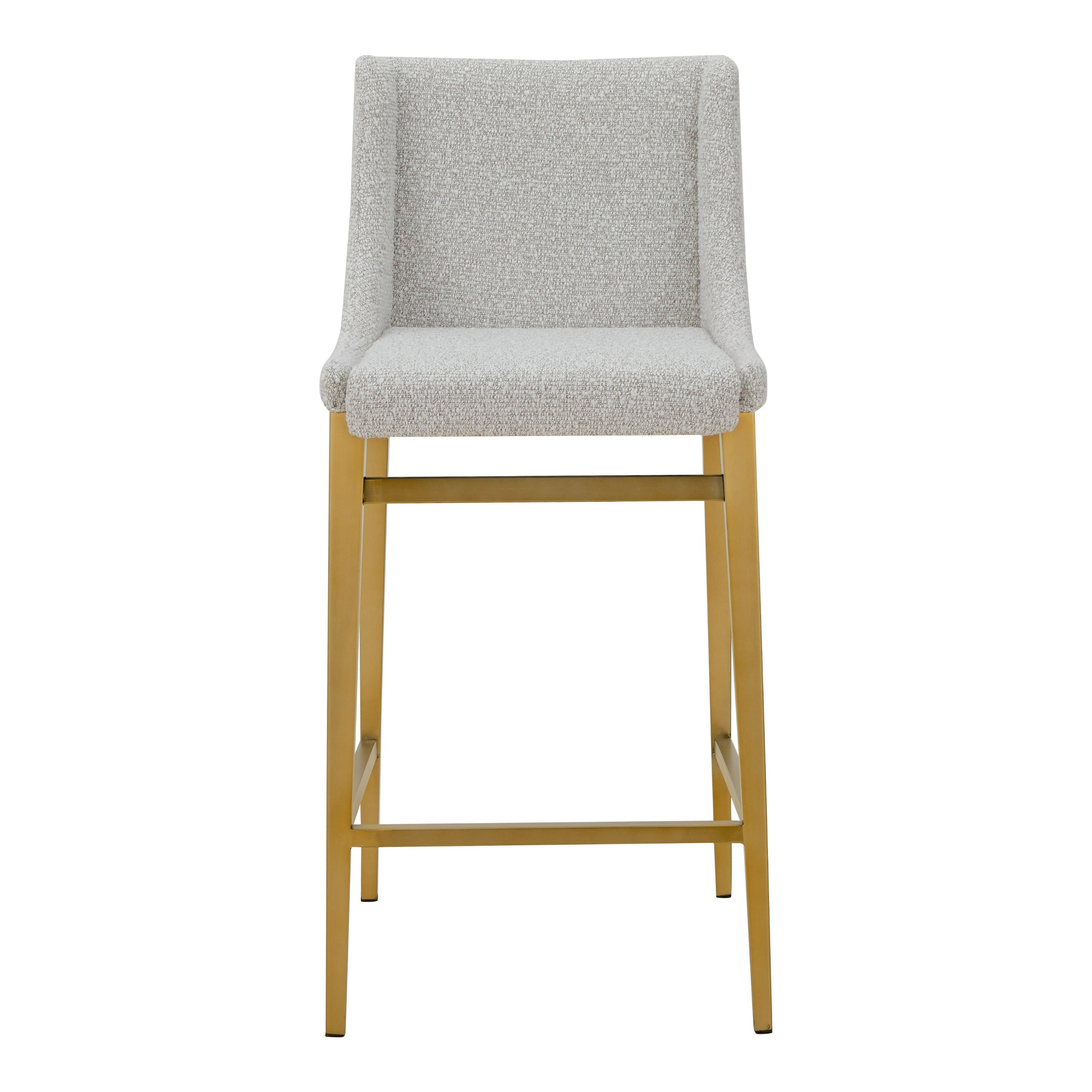 Mimi - Modern Light Grey Fabric + Antique Brass Counter Stool (Set of 2)