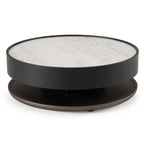 Miranda - Modern Ceramic + Black Oak Round Coffee Table