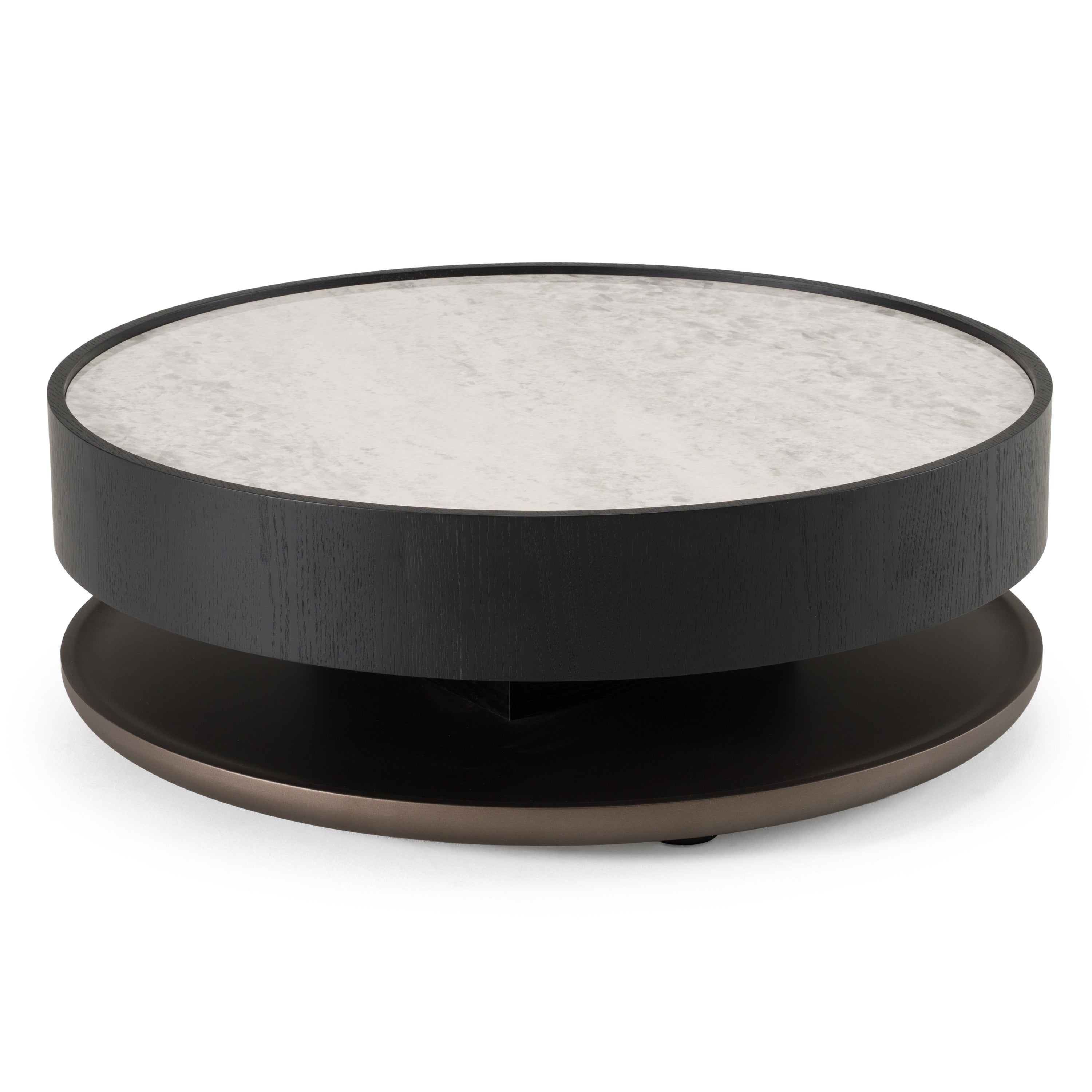 Miranda - Modern Ceramic + Black Oak Round Coffee Table