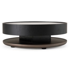 Miranda - Modern Ceramic + Black Oak Round Coffee Table