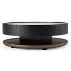 Miranda - Modern Ceramic + Black Oak Round Coffee Table