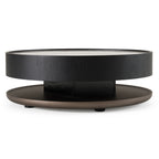 Miranda - Modern Ceramic + Black Oak Round Coffee Table