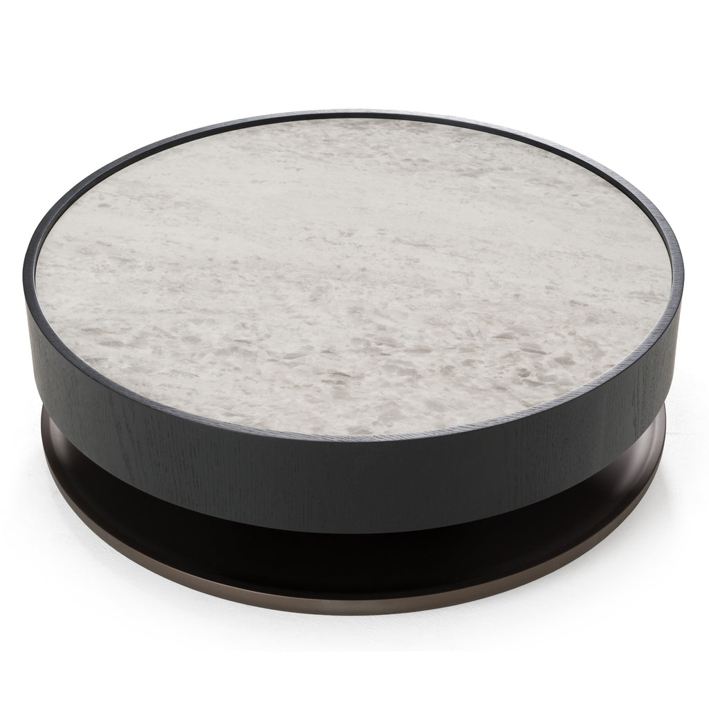 Miranda - Modern Ceramic + Black Oak Round Coffee Table