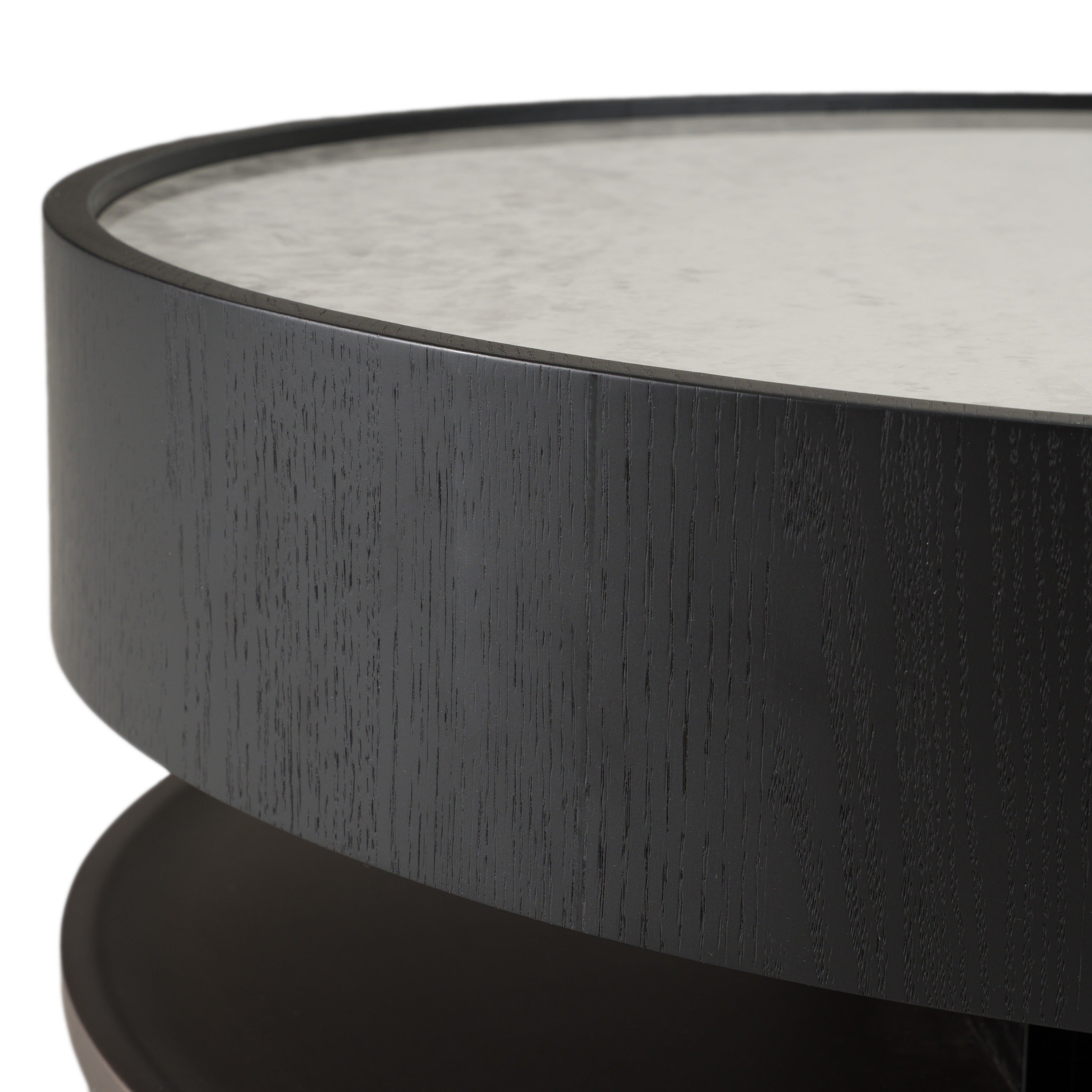 Miranda - Modern Ceramic + Black Oak Round Coffee Table