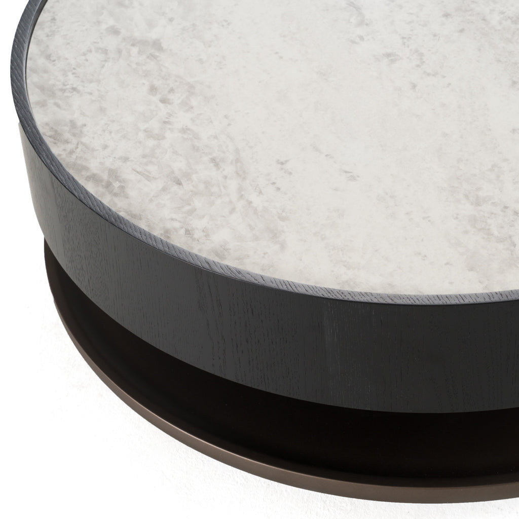 Miranda - Modern Ceramic + Black Oak Round Coffee Table