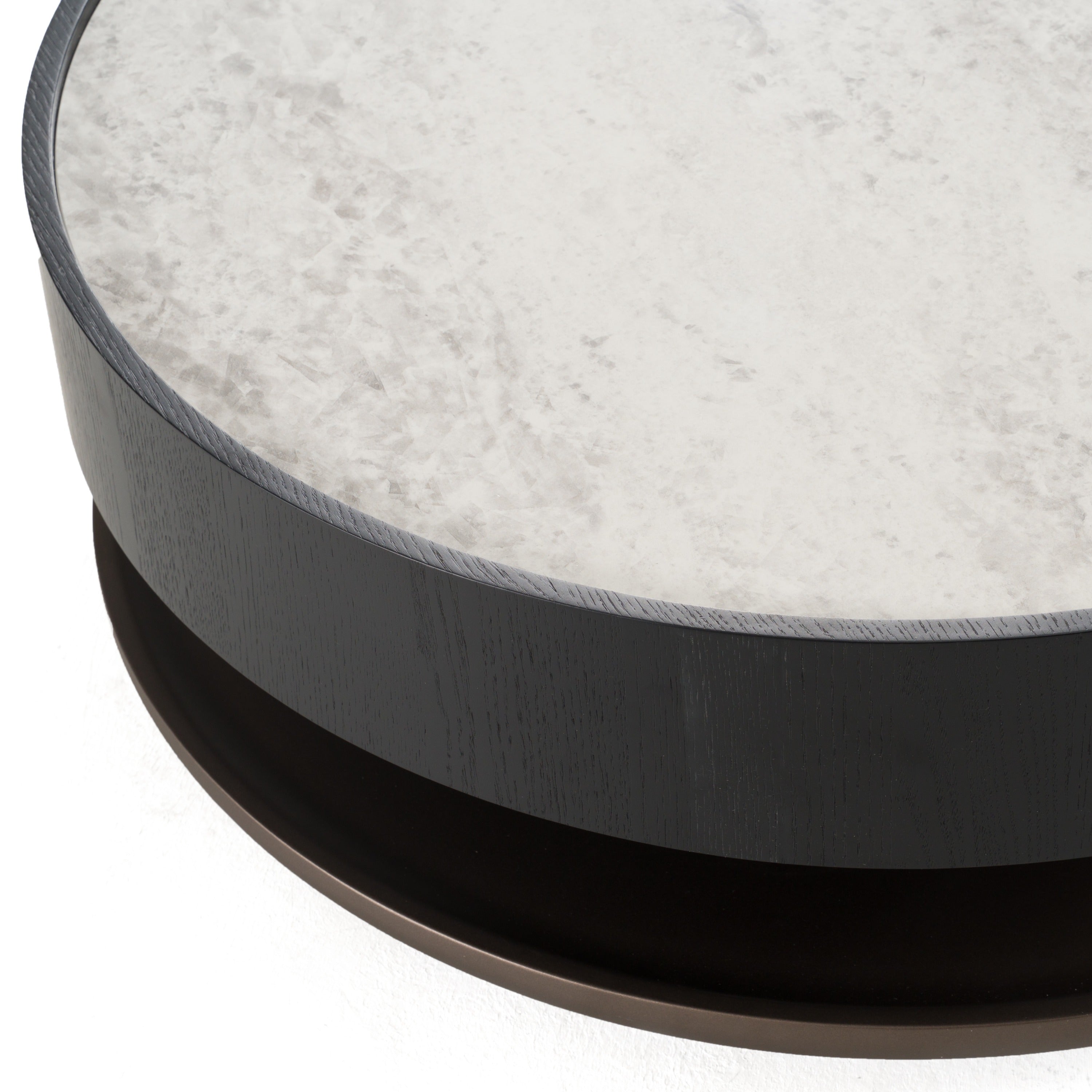 Miranda - Modern Ceramic + Black Oak Round Coffee Table