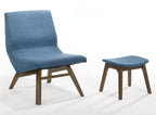 Whitney - Modern Blue & Walnut Accent Chair & Ottoman