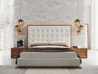 Amberlie - White Vegan Leather & Walnut Bed - White Vegan Leather & Walnut Bed