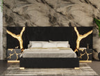 Aspen - Glam Black Velvet & Gold Bed - Glam Black Velvet & Gold Bed