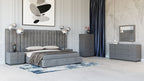 Queen Buckley - Modern Grey & Black Stainless Steel Bed with Nightstands - Modern Grey & Black Stainless Steel Bed with Nightstands