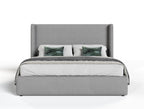 Byrne + Asus - Modern Grey Fabric + Elm Grey Bed & 2 Nightstands - Modern Grey Fabric + Elm Grey Bed & 2 Nightstands