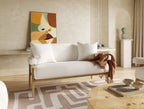 Cynthia - Modern White Fabric + Wood Loveseat