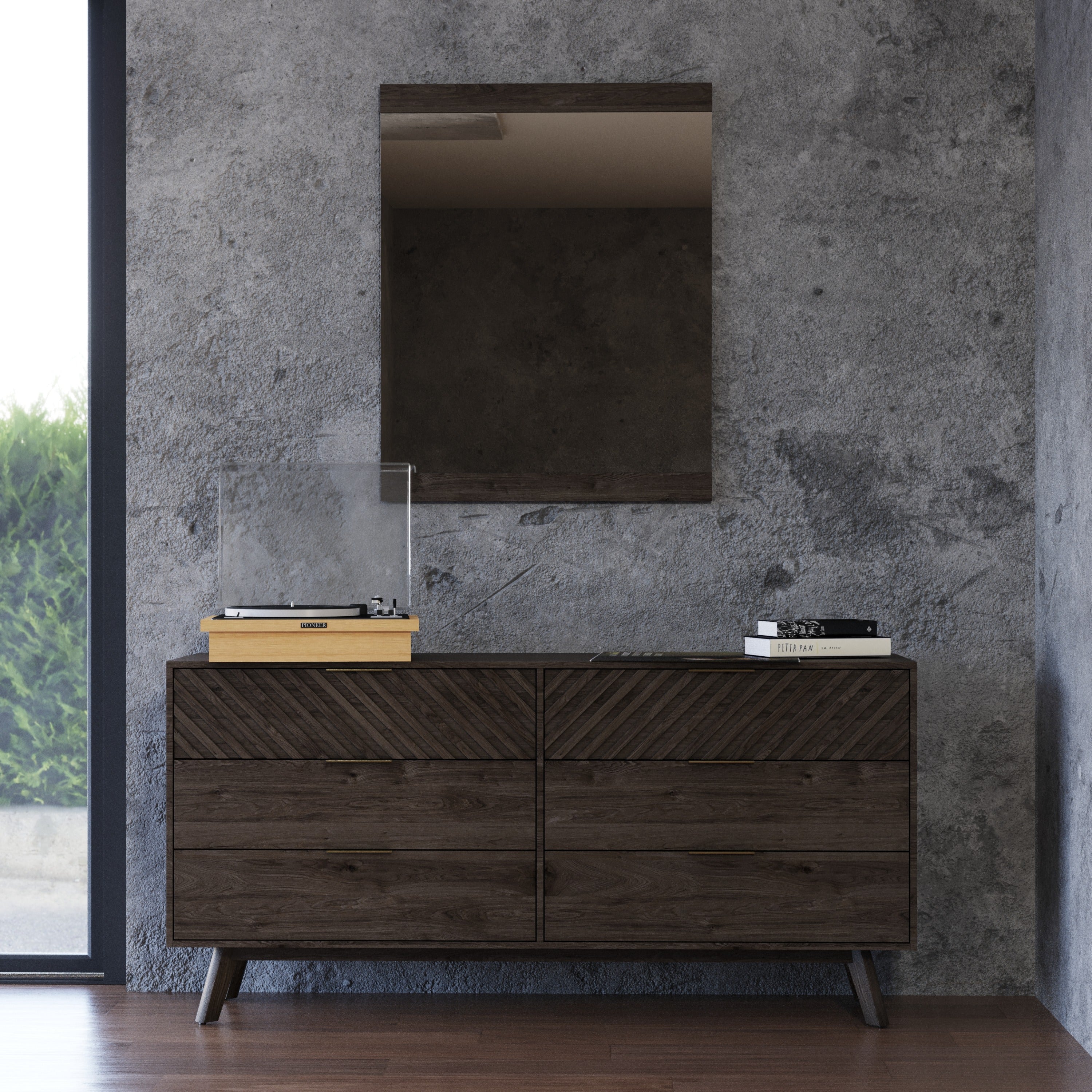 Daisy Mid-Century Dark Acacia Mirror