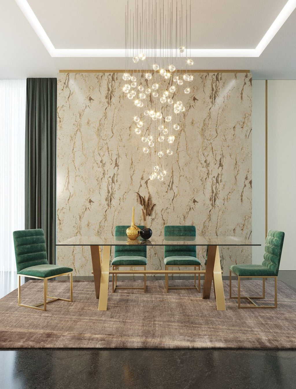 Dandy - Modern Golden & Glass Dining Table