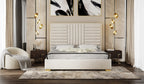 Daystar - Modern Beige Velvet & Gold Bed - Modern Beige Velvet & Gold Bed