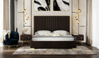 Daystar - Modern Dark Brown Velvet & Gold Bed - Modern Dark Brown Velvet & Gold Bed