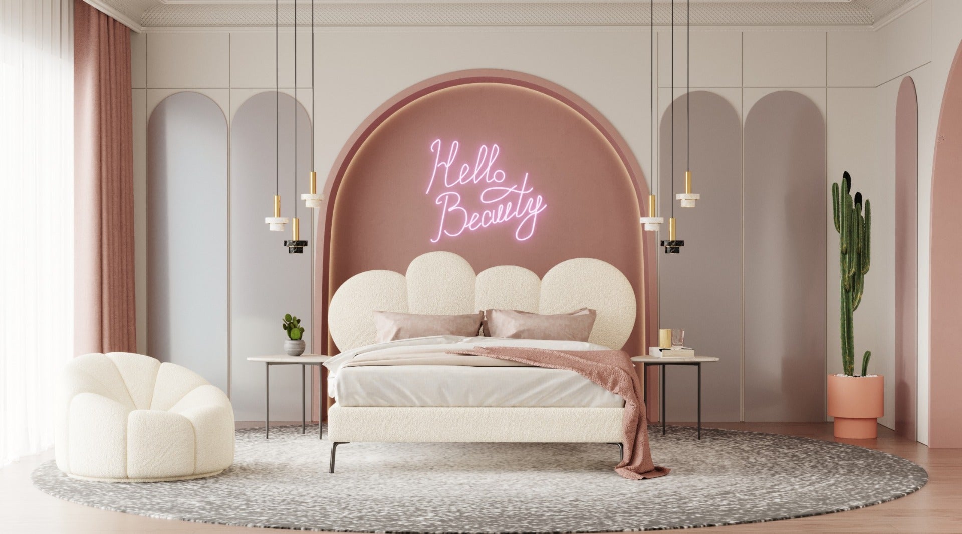 Destiny - Eastern King Contemporary White Sherpa Bubble Bed - Eastern King Contemporary White Sherpa Bubble Bed