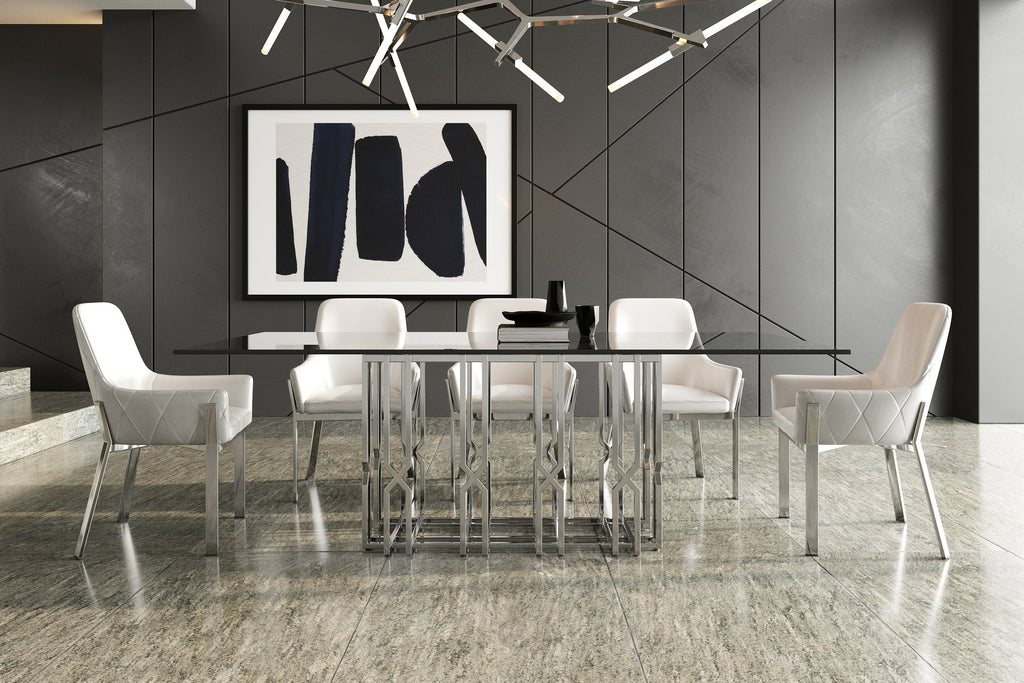 Ericson - Modern Glass & Stainless Steel Dining Table