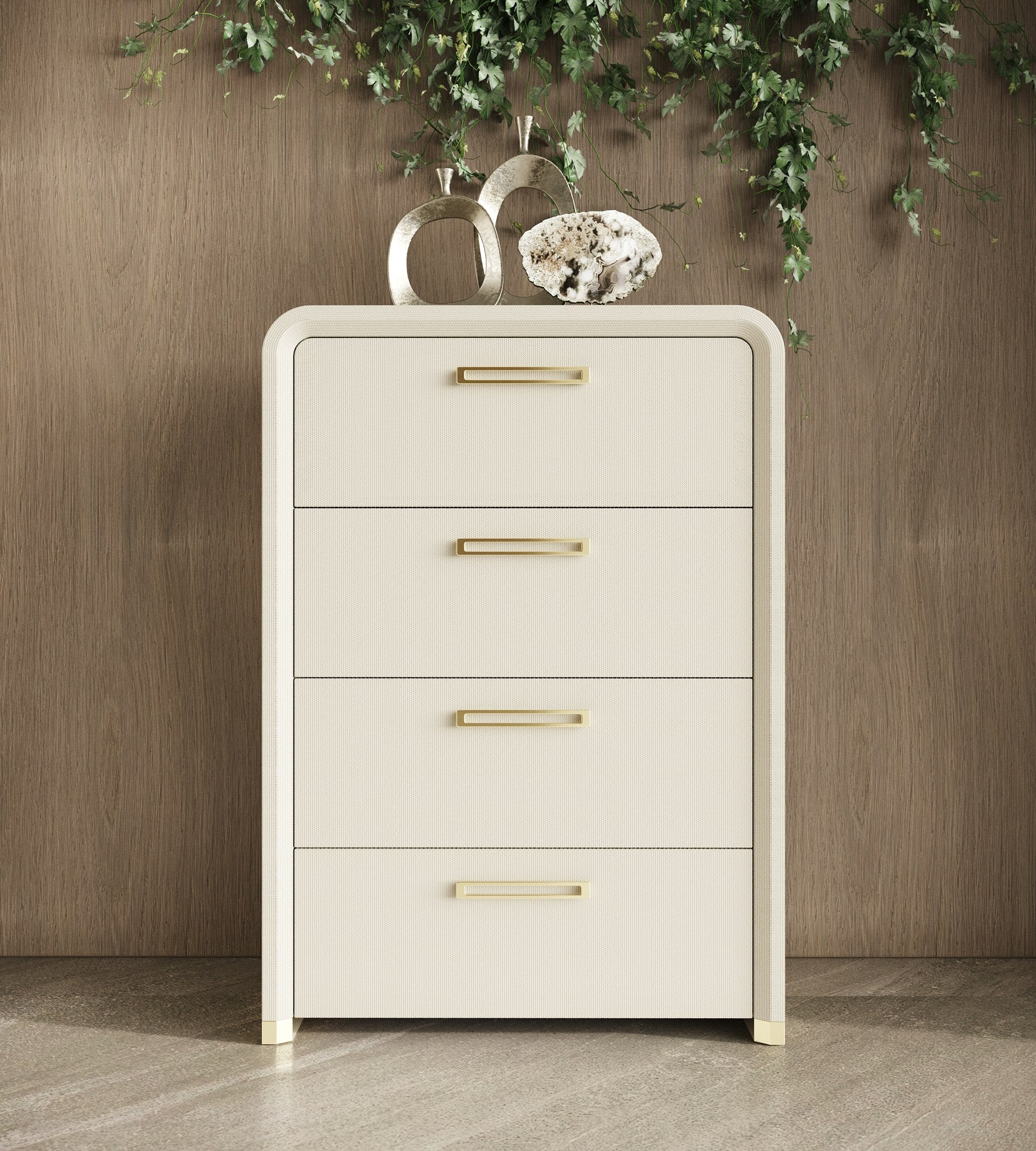 Florence - Modern Beige Leatherette + Gold Chest