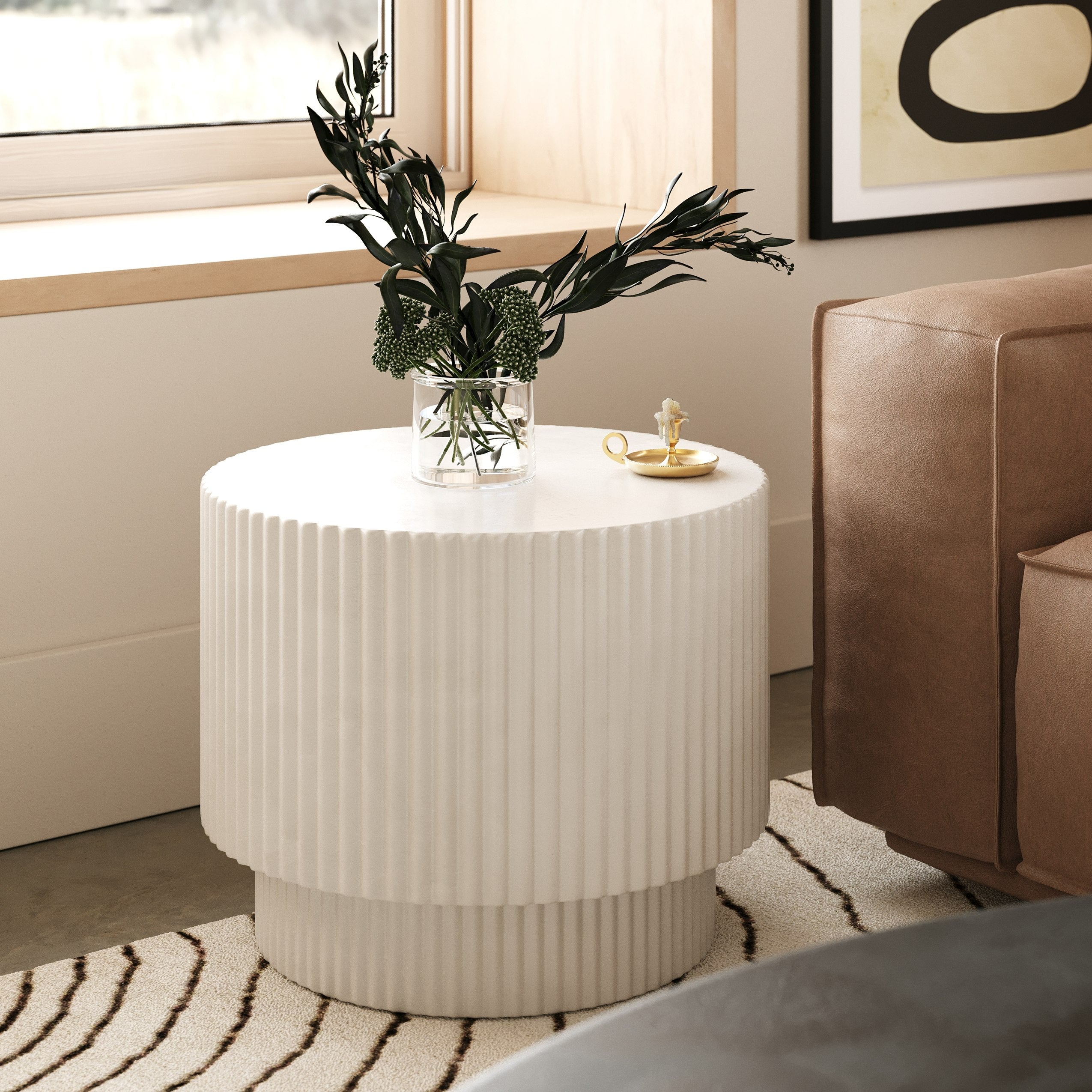 Gruver - Modern White Concrete End Table